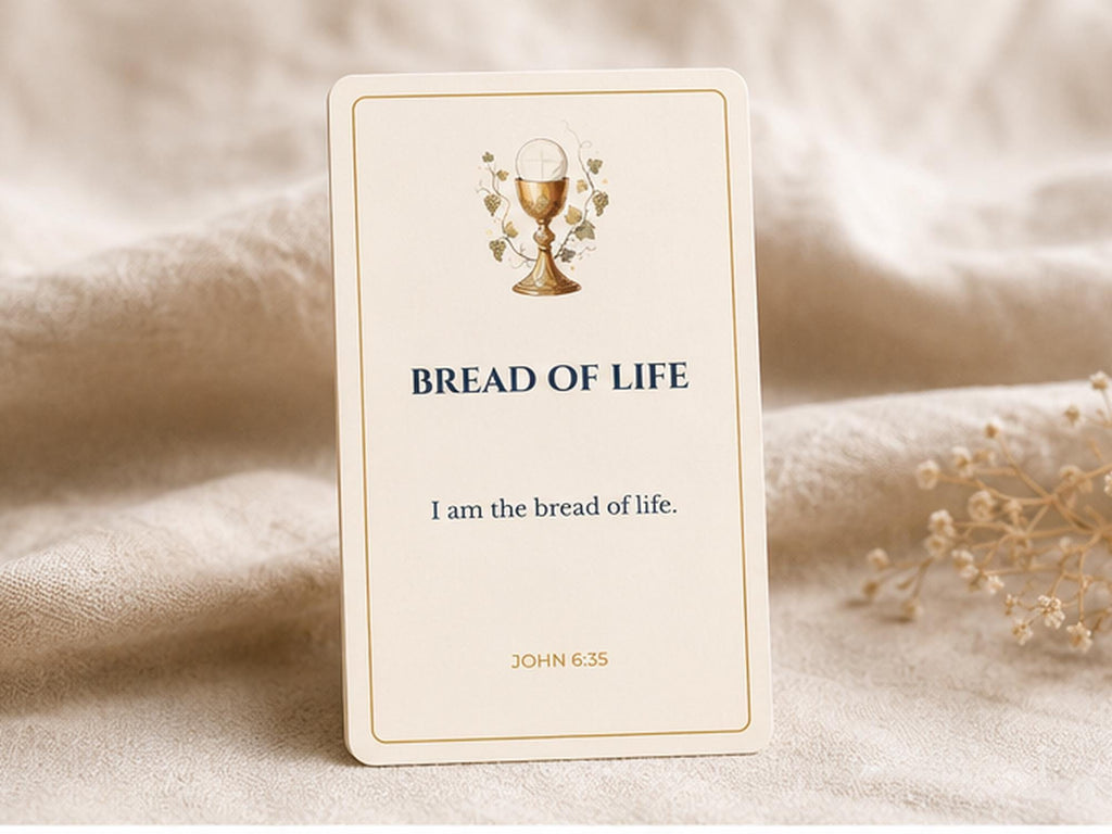 Eucharist Scripture Cards, Catholic Prayer, Communion Bible Verse, Gold Chalice Design