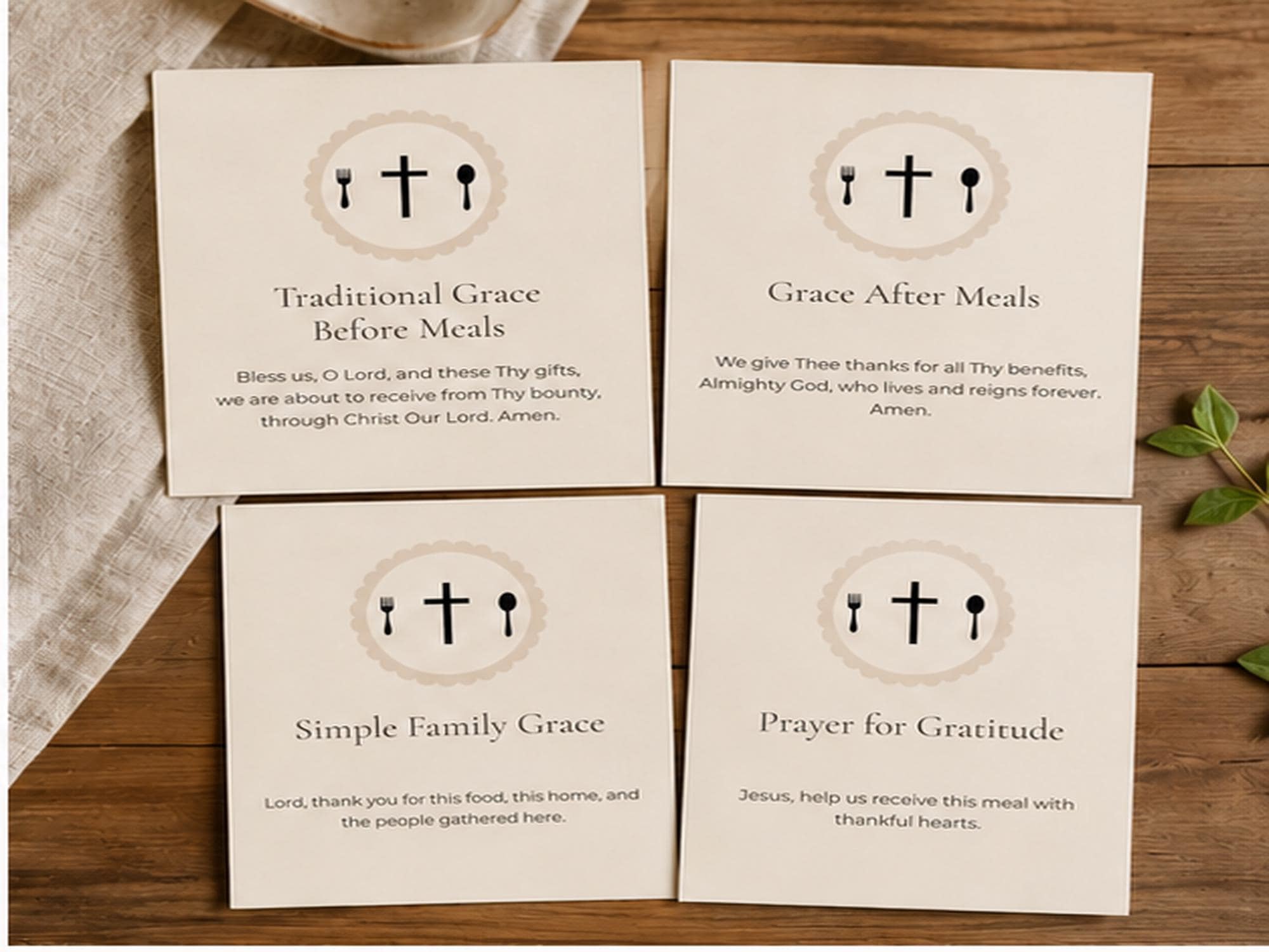 Catholic Mealtime Prayer Cards | Set of 18, Family Dinner Grace Before Meals
