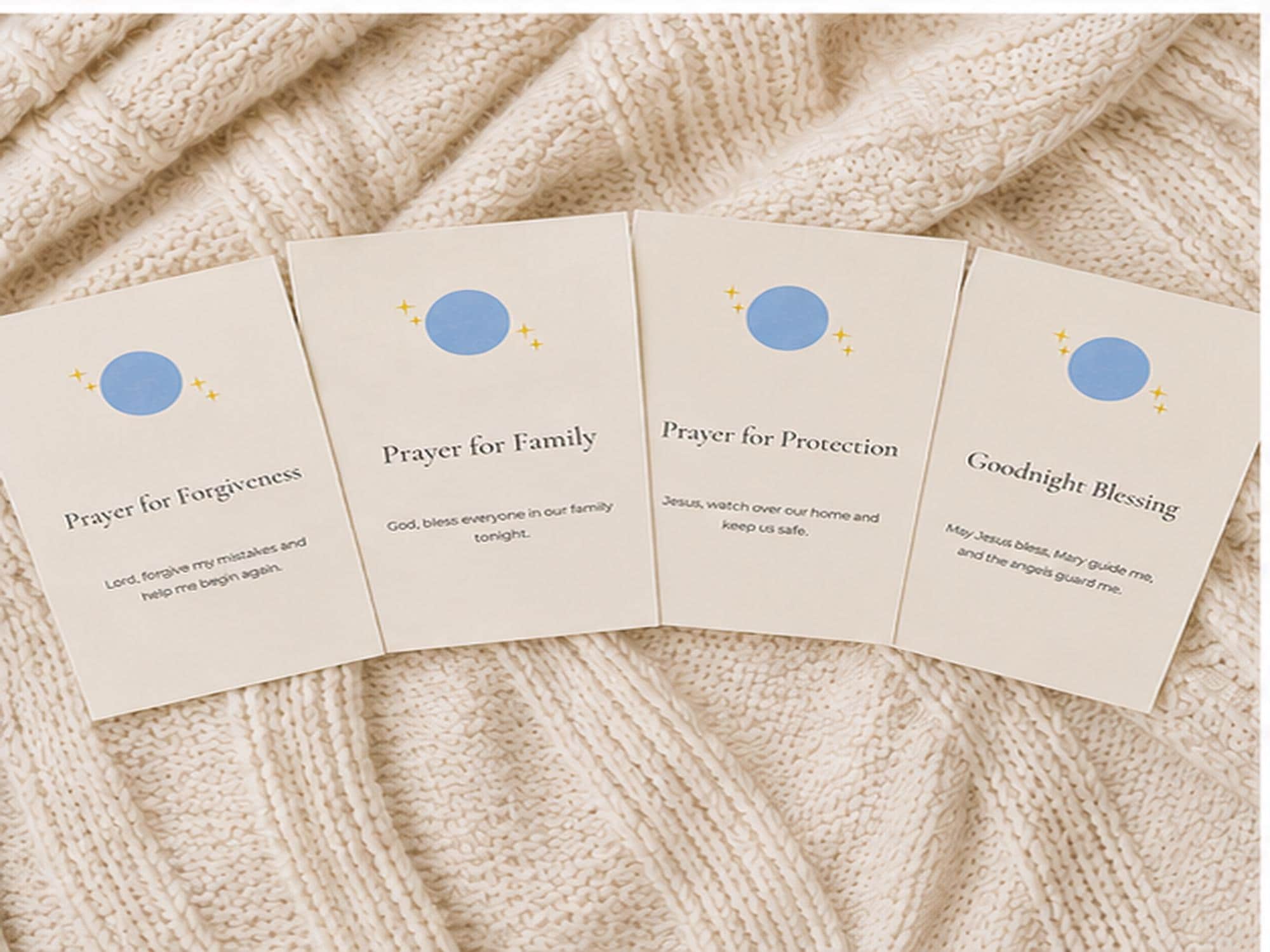 Catholic Bedtime Prayer Cards for Kids | Peaceful Sleep, Gratitude, Family Prayers Set