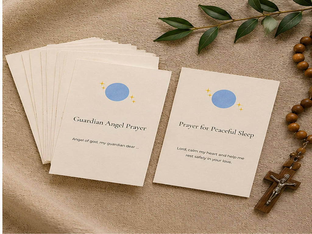 Catholic Bedtime Prayer Cards for Kids | Peaceful Sleep, Gratitude, Family Prayers Set