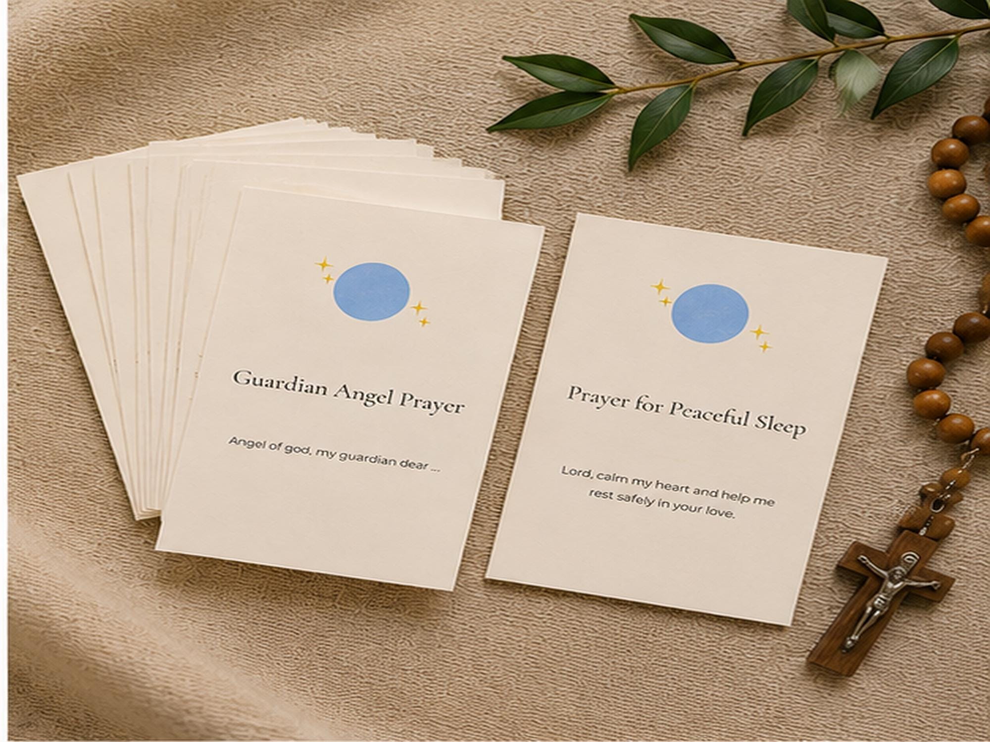 Catholic Bedtime Prayer Cards for Kids | Peaceful Sleep, Gratitude, Family Prayers Set