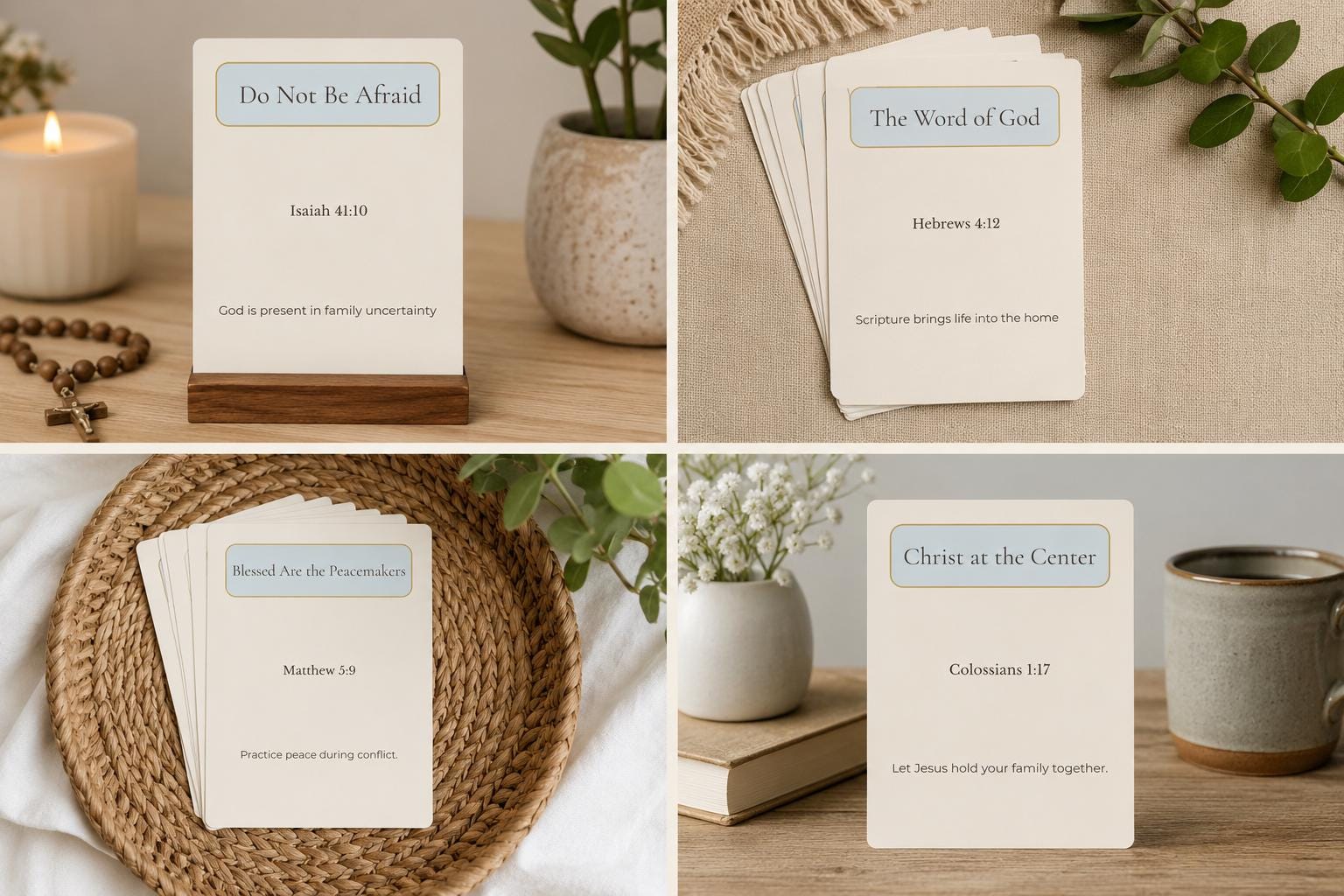 Catholic Scripture Cards | Bible Verse Set, Family Prayer, Christian Home Decor