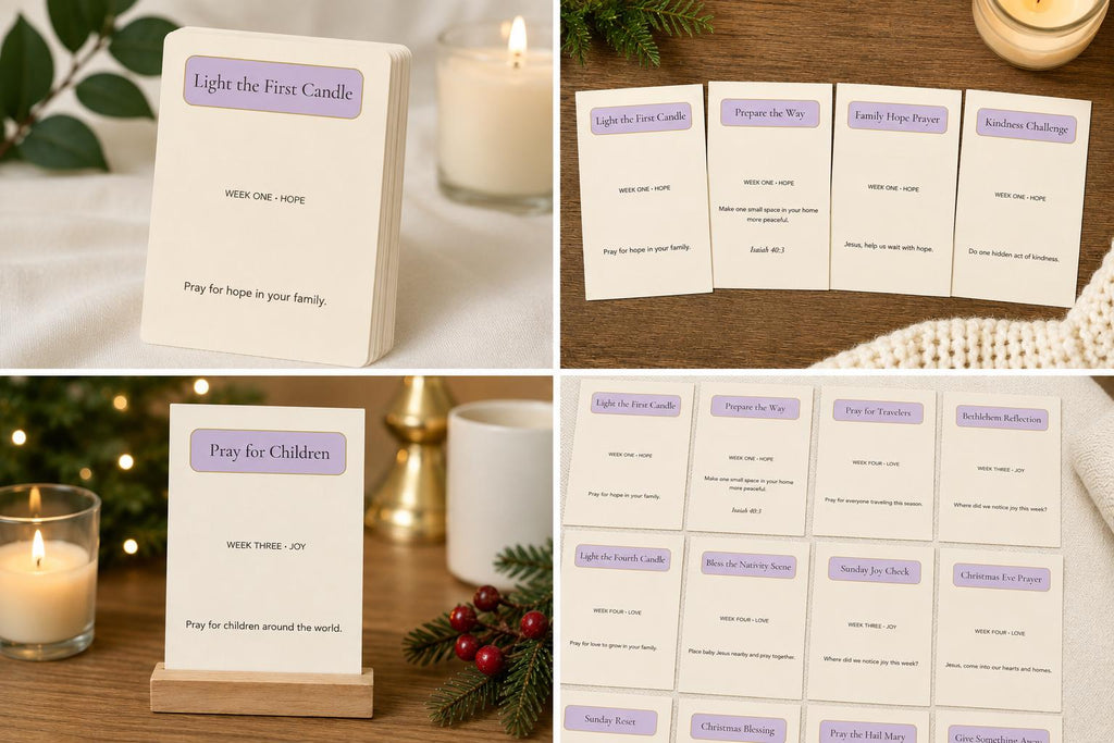 Catholic Family Advent Cards | 28 Activity Cards, Prayers, Traditions (Set)