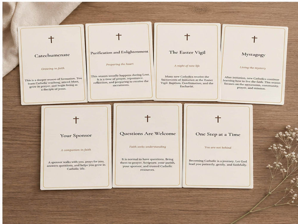 Becoming Catholic Cards | OCIA RCIA Faith Guide Set (10 Cards)