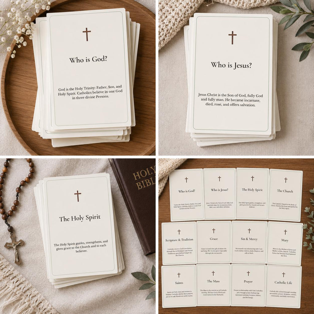 Catholic Faith Basics Study Cards | OCIA RCIA Resource Set (12 Cards)