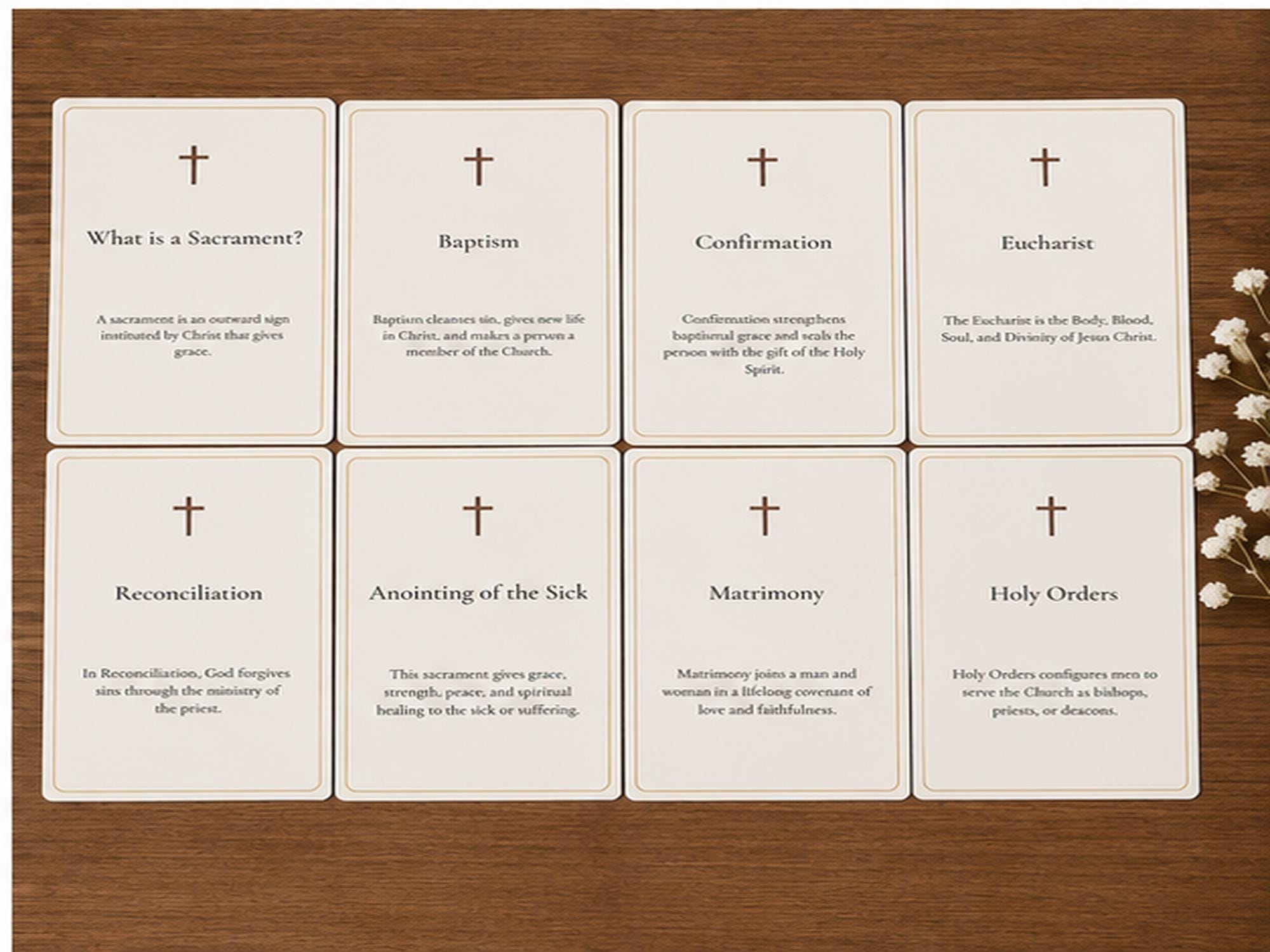 Understanding the Sacraments Cards | Catholic Sacraments Guide | RCIA OCIA | First Communion | Confirmation | Card Set