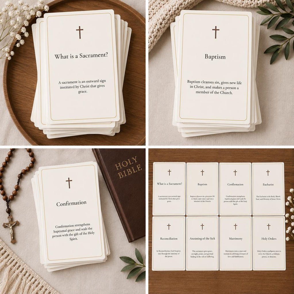 Understanding the Sacraments Cards | Catholic Sacraments Guide | RCIA OCIA | First Communion | Confirmation | Card Set