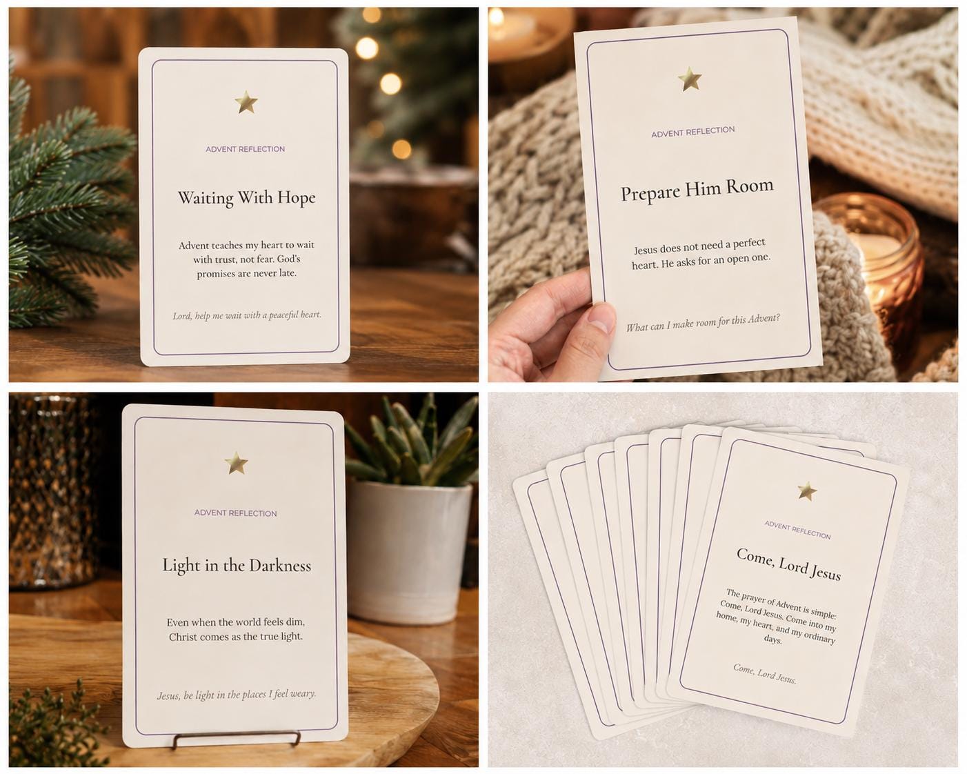 Catholic Advent Reflection Cards | 12 Devotional Prayer Cards (4x6 Set)
