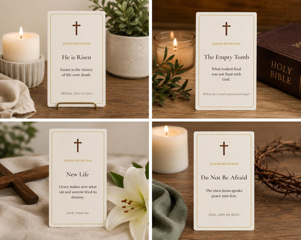 Catholic Easter Reflection Cards | Scripture Devotional Set, Prayer Prompt Cards