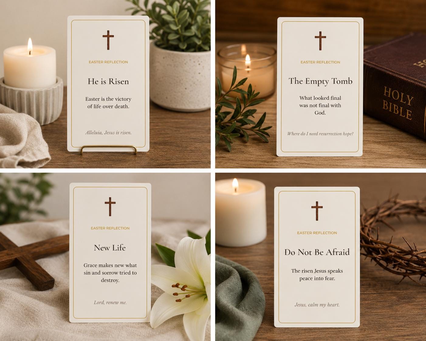 Catholic Easter Reflection Cards | Scripture Devotional Set, Prayer Prompt Cards