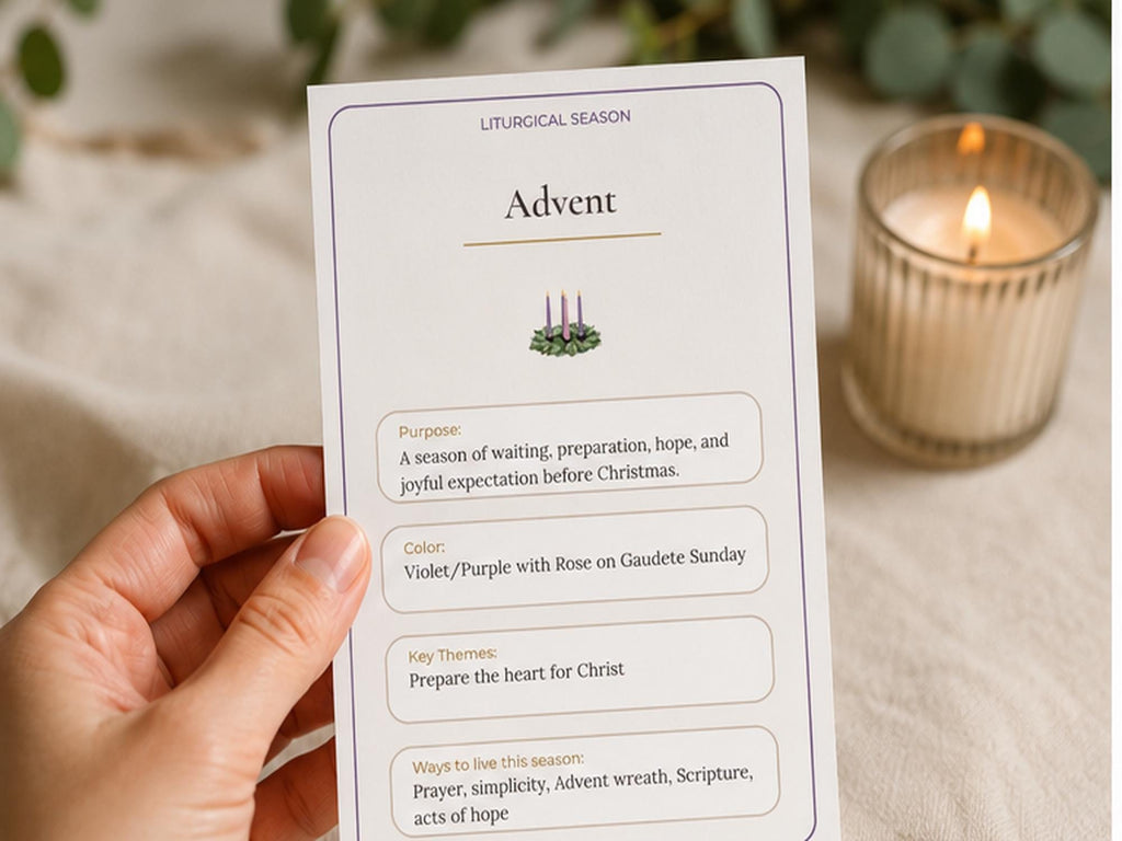 Catholic Liturgical Season Guide Cards, Church Year Reference, OCIA RCIA Gift, Bible Study Set